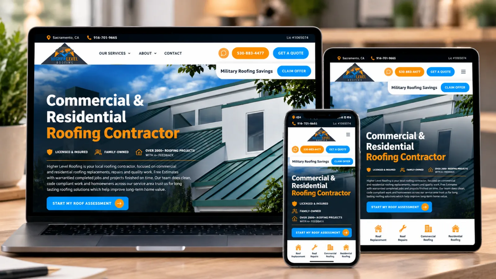 Higher Level Roofing – Strona firmy dekarskiej i Local SEO